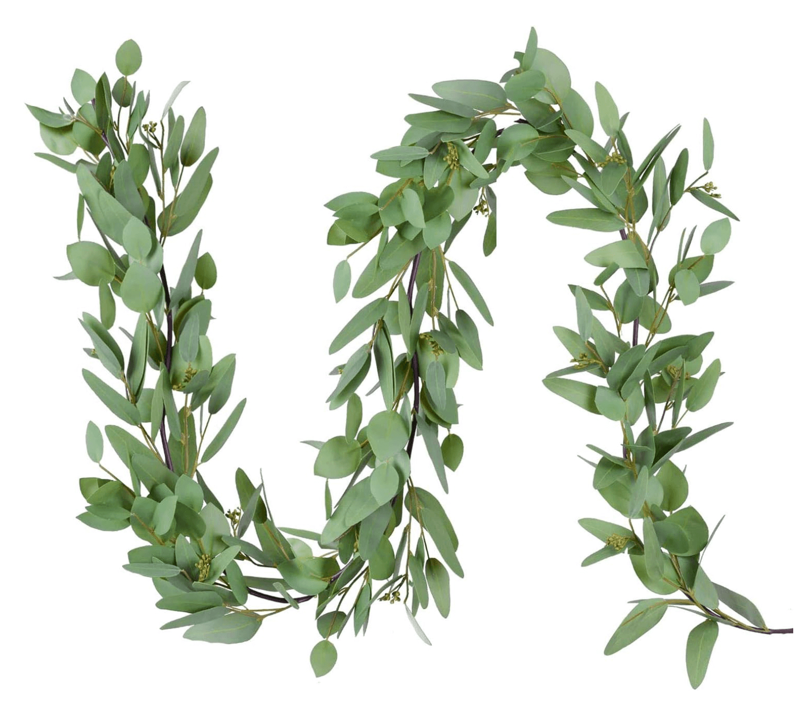 Faux eucalyptus garland for Christmas tablescape greenery